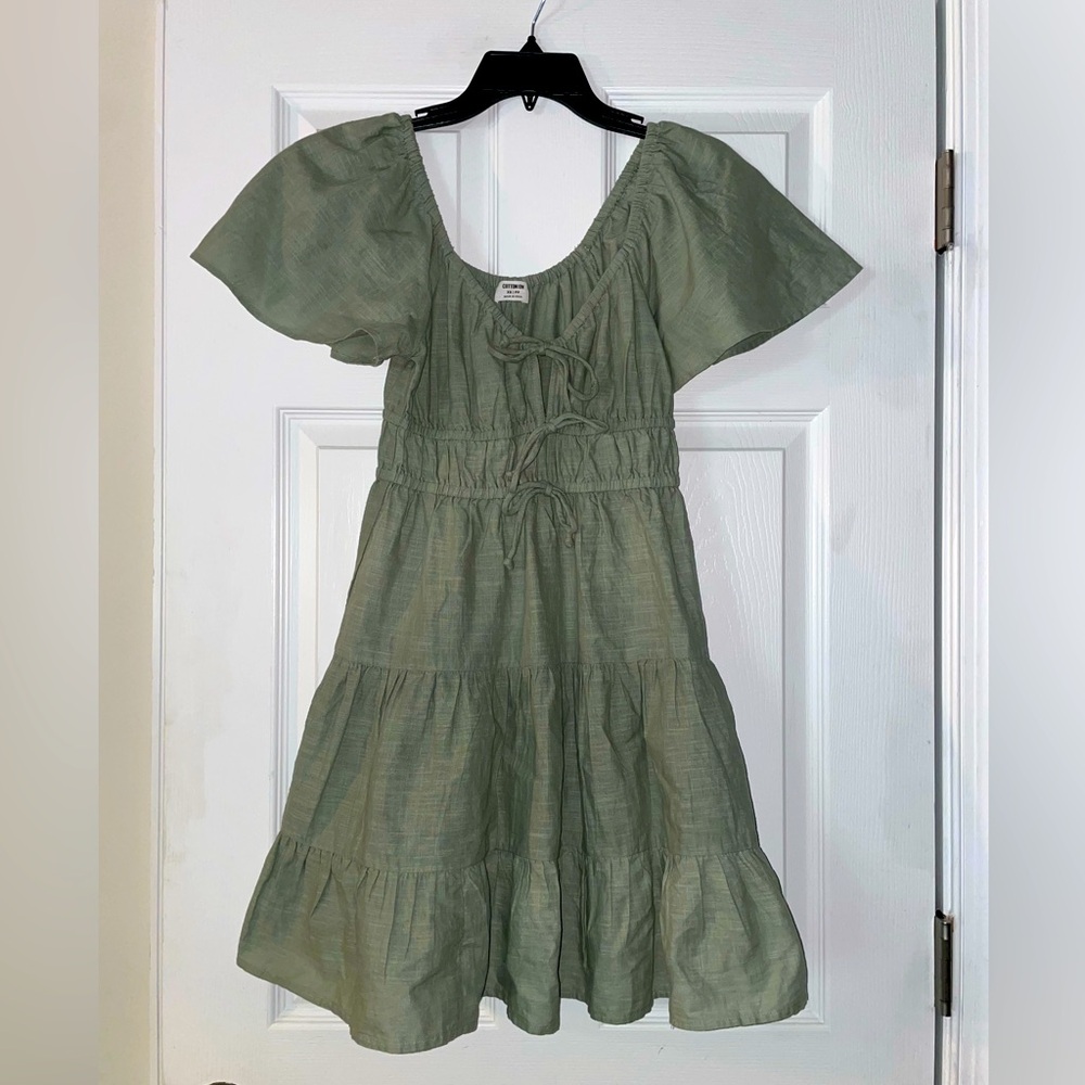 Cotton on Dress in Olive Green Size XS 100%Cotton